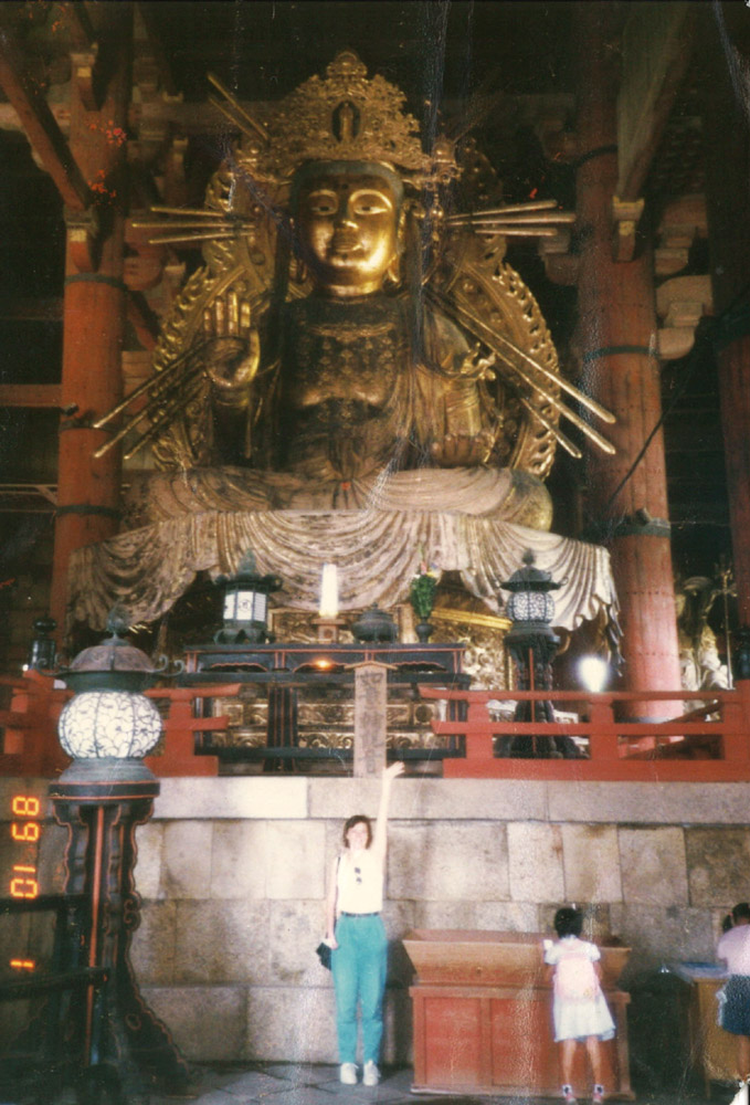 Daibutsu, the world biggest wooden buddha statue, Tōdaiji in Nara, 1989